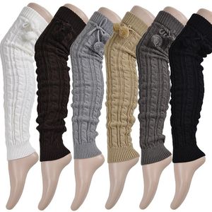 Dziewczyny gorące modne podgrzewacze nogi Socki Kobiety ciepłe kolano wysokie zimowe dzianiny solidne szydełkowe skarpetki butowe mankiety długie skarpetki