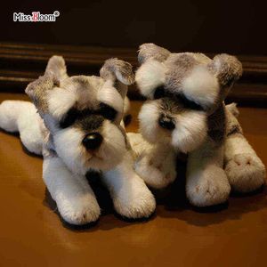 20 cm 8inch söt liten schnauzer valp verkliga kudde simulering hund fylld barn doll för ldren foto prop födelsedagspresent j220729