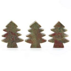 Pendant Necklaces Pieces Unakite Natural Crystal Stone Hand Carved Crafts Mixed Quartz Christmas Tree Precious Stones For Decorati Dhbef