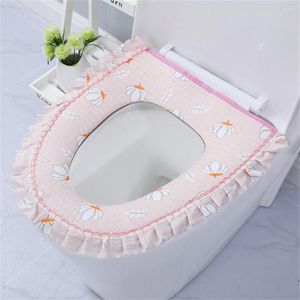 Toilet Seat Covers Thicken Cover Mat Lace Washable Closestool Case Lid Pad Bidet Bathroom Accessories