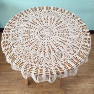 Table Cloth Vintage Handmade Crochet Round Tablecloth Hollow Out Wedding Dining Cover Lace Cotton