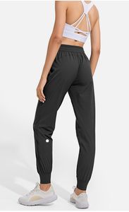 Ll-ydk01 pantolon kadın pantolon yoga kıyafeti gevşek dokuzuncu pantolon alıntı spor spor salonu koşu gündelik uzun ayak bileği bantlı pantolon elastik elastik yüksek bel çizimstring