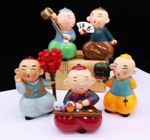 Vintage Beijing Ceramic Chinese style Handmade Doll Souvenir Gift Office Home Table Decoration People Toy Ornaments Car interior D