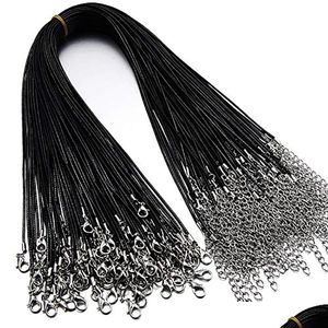 Цепи 18 -дюймовые плетеные кожаные ожерелья Цепочка веревка с лобстером застежка 1,5 мм MTI цвет водонепроницаемый тк для подвесной Diy dhxnn