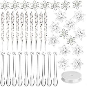 Christmas Decorations Behogar 40pcs Decoration Kit Acrylic Crystal Snowflake Icicles Tree Ornaments for Ice Xmas Party Decor 221124