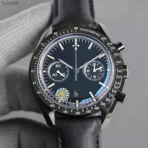 Nowe męskie zegarek JHF Factory 4 Style 44.25 mm MoonWatch Automatyczny ruch Chronograf Tkanina skórzana Pasek Mechaniczne Kwarcowe zegarki Huiya06