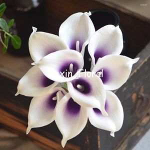 Decorative Flowers Royal Purple Picasso Calla Lilies Real Touch For Silk Wedding Bouquets Bridal Artificial Lily