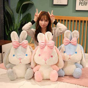 Super Cute 3560cm Plush Elf Rabbit med Bow Toys Soft Cuddles Dolls Home Decor LDREN Vackra pllush Toys Xmas Gifts J220729