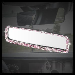 Interior Accessories Uxcell Universal Bling Rhinestone Car Rear View Mirror Faux Crystal Decor Trim Adjustable Wide Angle