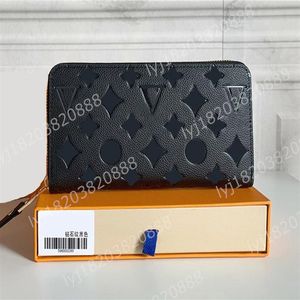 Ontwerpers Zippy Wallet Hoge kwaliteit Soft Leather Mens Dames iconische textureerde mode Lange Zipper Wallets Coin Purse Card Case Hold218R