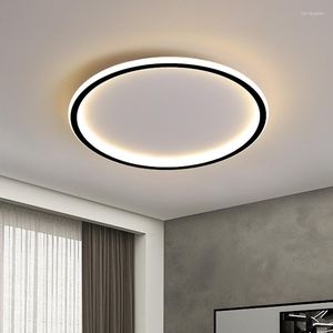 Ceiling Lights Nordic Round Led For Living Room Bedroom Decor Fixtures Study Balcony Kitchen Black Surface Mounted Luces Dimming