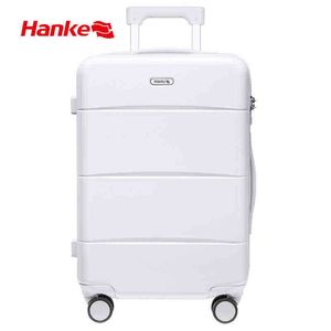 Hanke Pc Bagagli Uomo Trolley da viaggio Valigia da donna Mute Spinner Ruote Tsa Lock Maniglia telescopica in alluminio H J220707