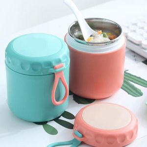 Water Bottles 500ML Vacuum Flasks Cups Stainless Steel Student Portable Thermoses Lunch Box Insulated Porridge Milk Breakfast Soup Pot Cups 221124