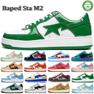 New Bapestas Baped Designer Casual Shoes Plataforma tênis Bapesta sk8 Sta Patente Couro verde preto Branco-forma para homens Treinadores de homens jogando