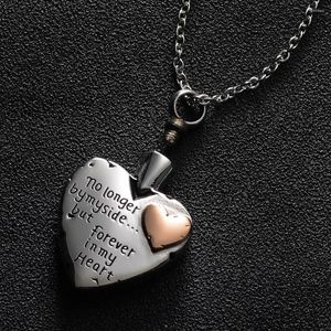 Pendant Necklaces No Longer By My Side But Forever In Heart Cremation Jewelry For Ashes Stainless Steel Keepsake Memorial Urn Necklace 50cm
