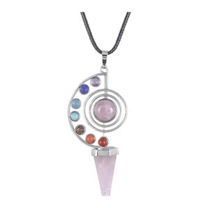 Pendant Necklaces Fashion Point Making Pendant Wholesale Healing Stone Yoga 7 Seven Chakras Jewelry Heal Sign Symbol Charm For Gift Dhiy5