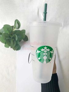 Starbucks 16oz 24oz Tumblers canecas suco de plástico para beber com lábio e palha de caneca de café magia custa transparente copo 50pcs caneca dhl transporte rzmw