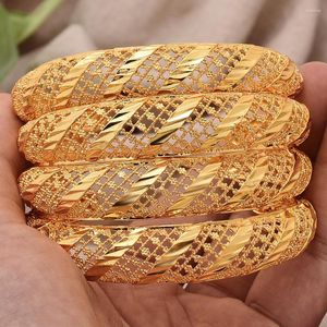 Bangle 4pcs/Lot Gold Color Bangles for Women Dubai Bride Wedding Africa Jewelry Jewelry Party Подарки