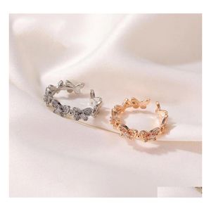 Band Rings Fashion Sier Color Dancing Moving Butterfly Ring Dainty Insect Minimalist Rings For Women Girls French Jewlery 2021 Trend Dhtef