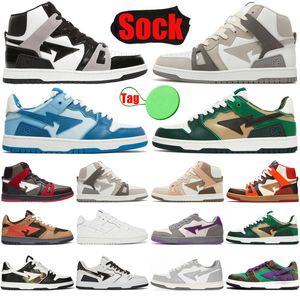 2024 Nya Bapestars SK8 STA Låg Baped Designer Casual Shoes 93 HI High Mens Womens Shoe Lows Camo Blue Green Red Pink Plate-Forme Luxury Trainers Sport Sneakers Top