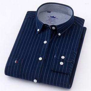 Camisas casuais masculinas chegaram a algodão camisa de manga comprida homens xadrez / listrado plus size 4xl oxford mass vestido