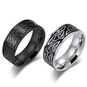 Кельтская стальная сталь нержавеющая треугольная узел Retro Ring Band Hip Hop Mens Ring