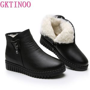 Boots Gktinoo Women Snow Winter Cheels Flat Cheels الكاحل الدافئ منصة أحذية الجلود السميكة الفراء الجوارب 221124