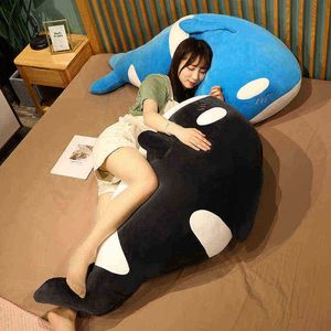 4060 cm Giant Size Sea Animal Cuddle Fat Black Whale Soft Toy Cuddly Toy Cushion LD GIRL LDREN Födelsedagspresenter J220729