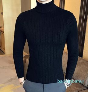 Camisola quente masculina gola alta suéteres masculinos fino ajuste pulôver malhas masculino gola dupla