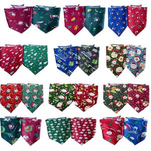 100pcs/lot Dog Apparel Christmas Pet Dog puppy cat Bandanas Small middle Bibs Towel Scarf Santa Printing Grooming Costume Accessories Y919