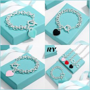 Arts And Crafts Charm Bracelets Needle Enamel Heart Bracelet Fine Jewelry For Women Black Blue Pink Red Pseiras Famous Drop Delivery Dhucy