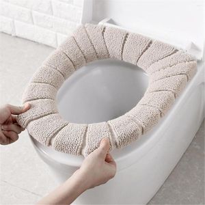 Toilettensitzbezüge Winter Bequemer Samt-Korallenbezug Standard-Kürbismuster Waschbare Kissenpolster Deckel Badezimmer Closestool-Matte