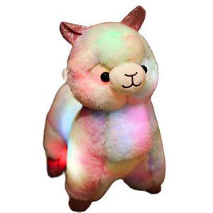 35Cm Cute Glowing Led Light Colorful Alpaca Animal Plush Toy Beautiful Luminous Sheep Pillow Filled Doll For ldren Girl Gifts J220729