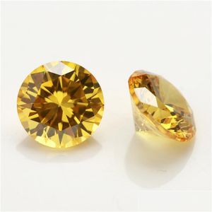 Löst ädelstenar 5.010mm Löst Moissanite Stone Yellow Color Round Excellent Cut VVS1 med Certificate Drop Delivery Jewelry Dhgarden DHBQY