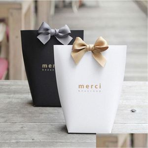 Gift Wrap Wedding Favors Candy Box French Thanks Merci Chocolate Gift Boxes Creative Romantic Gilding Folding Paper Bag Home Party D Dhpdb