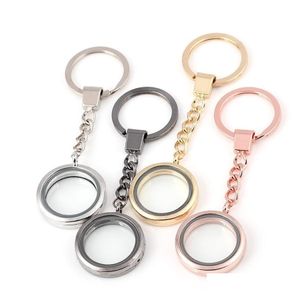 Nyckelringar ￖppnande flytande locket Nyckelringar Runt Lockets h￤ngen Keychain Living Memory Diy Fashion Jewelry Sier Gold Drop Deliver Dhr1y