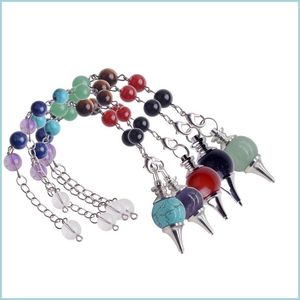 Anhänger Halsketten 12 Teile/satz 7 Chakra Stein Pendum Heilung Kristall Quarz Halskette Spiritualität Yoga Schmuck Frau Männer Geschenk D Dhgarden Dh7T1