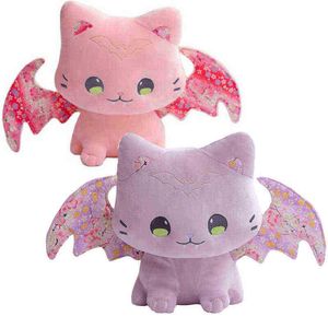 3040Cm Cute Cat With Cherry Blossoms Bat Wings Cuddle Creative Cuddle Pop Kids Girls Best Gifts Home Decor J220729