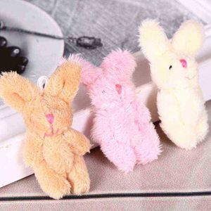 6 cm Mini Cute Joint Filled Doll Gift for Dollhouse Decoration Birthday Cake Decors Plush Rabbit Keychain Party Favors J220729