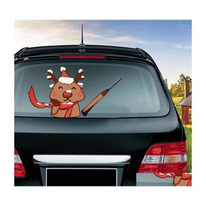 Juldekorationer Juldekorationer Santa Claus Car Sticker Decoration Snowman 3D PVC Waving Window Wiper Decals Bakre vindsk DHU8