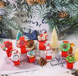 Wholesale Child Kids Girl Boy Silicone Slap Watch Santa Claus Snowman Toy Slap Clap Circle Gift Party Wristwatches Favors Bracelets Christmas Gifts