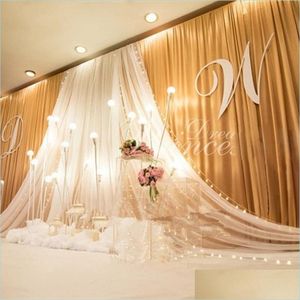 Other Festive Party Supplies New Background Satin Curtain European Style Wedding Party Stage Decoration Prop Classic Yarn Ceiling Dhzxo