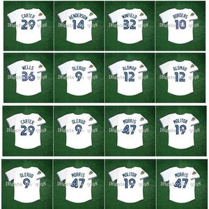 College Baseball Wears 1992 1993 Vintage Baseball Jersey Joe Carter Roberto Alomar Rickey Henderson Dave Winfield Pat Pat Borders David Wells John Olerud Paul Molitor