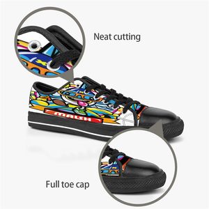 Homens mulheres DIY sapatos personalizados tênis de skate de lona de cano baixo triplo preto personalização impressão UV tênis esportivos kele348