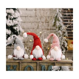 Christmas Decorations Christmas Decorations Forest Old Man Knitted Hat Faceless Doll Funny Standing Piush Dolls Merry 2022 Year Tabl Dhjel