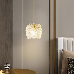 Lampade a sospensione Lampada da camera da letto moderna di lusso Plafoniera in vetro perlato Decorazioni per la casa Soggiorno Lampadario a loft nordico Apparecchio di illuminazione a LED