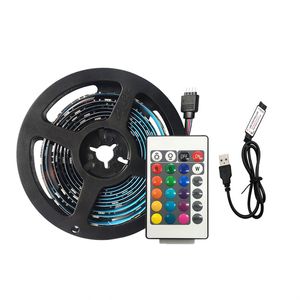 2M LED Şerit RGB 5050 SMD DC5V TV arka ışığı için Renk Değişim Bant USB Strip Işığı 24Keys Uzaktan Kumanda Yatak Odası Dekorasyonu