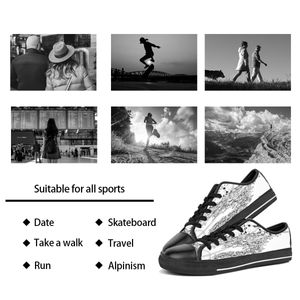 Scarpe personalizzate Classic Canvas Taglio basso Skateboard casual triple nero Accetta personalizzazione Stampa UV basse sneakers sportive da donna Colore traspirante 749