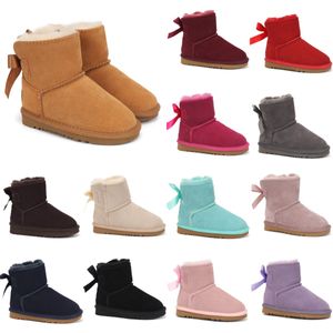 Детские ботинки для девочек обувь для бабочки дизайнер дизайн кроссовки зимний снегопадок Австралия классический ребенок молодежь Uggi младенцы младенцы Bailey Shoe теплые водонепроницаемые австралийские B0KQ#