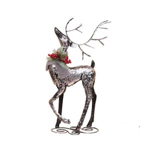 Juldekorationer Juldekorationer Hantverk J￤rnhjortar Oranments Merry Elk Table Decor for Home 2022 Happy Year Naviidad Gift Dhi83